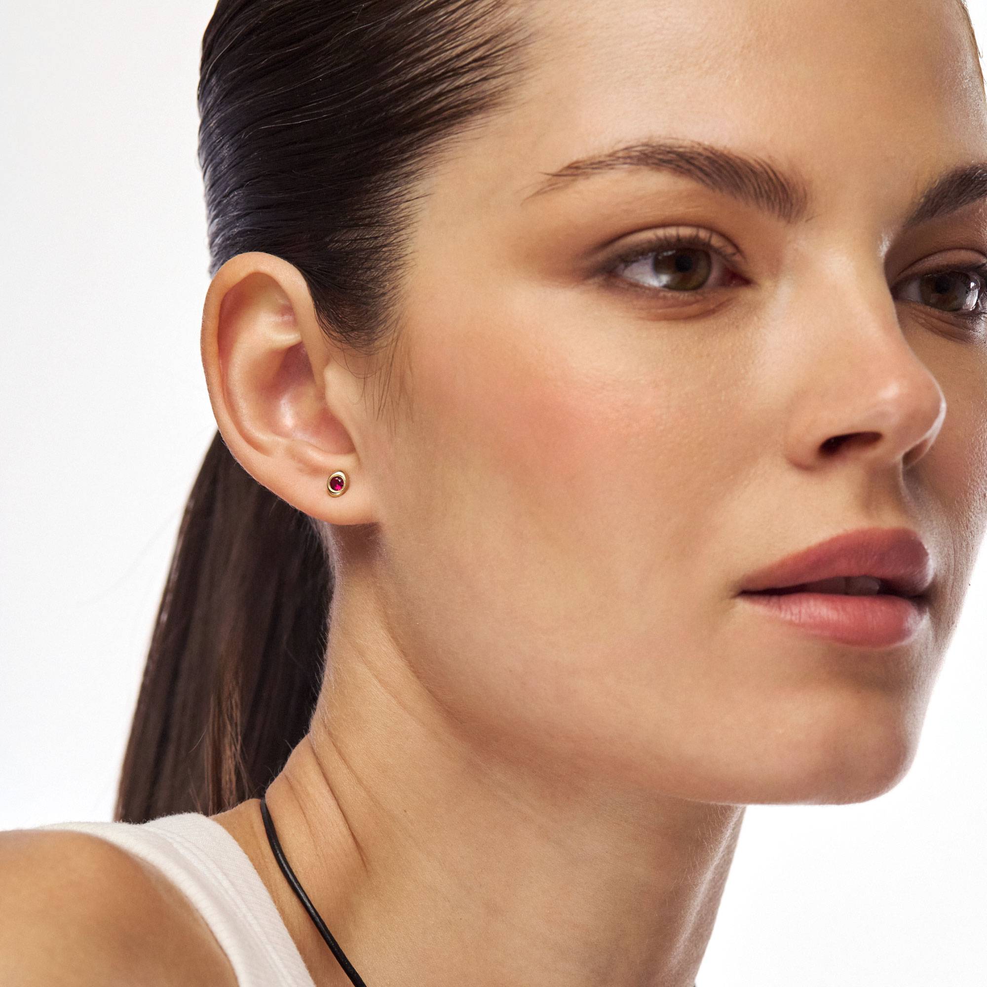 Oval Birthstone Stud- Gold-2 product photo