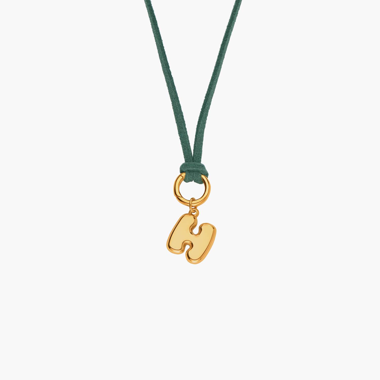 Matcha Green Bubble Initial Necklace - Gold Vermeil-1 product photo