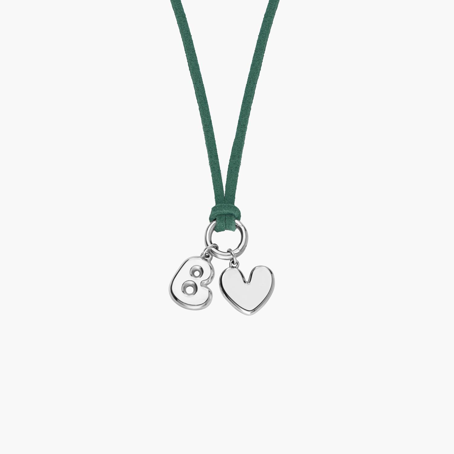 Matcha Green Bubble Initial Necklace - Silver