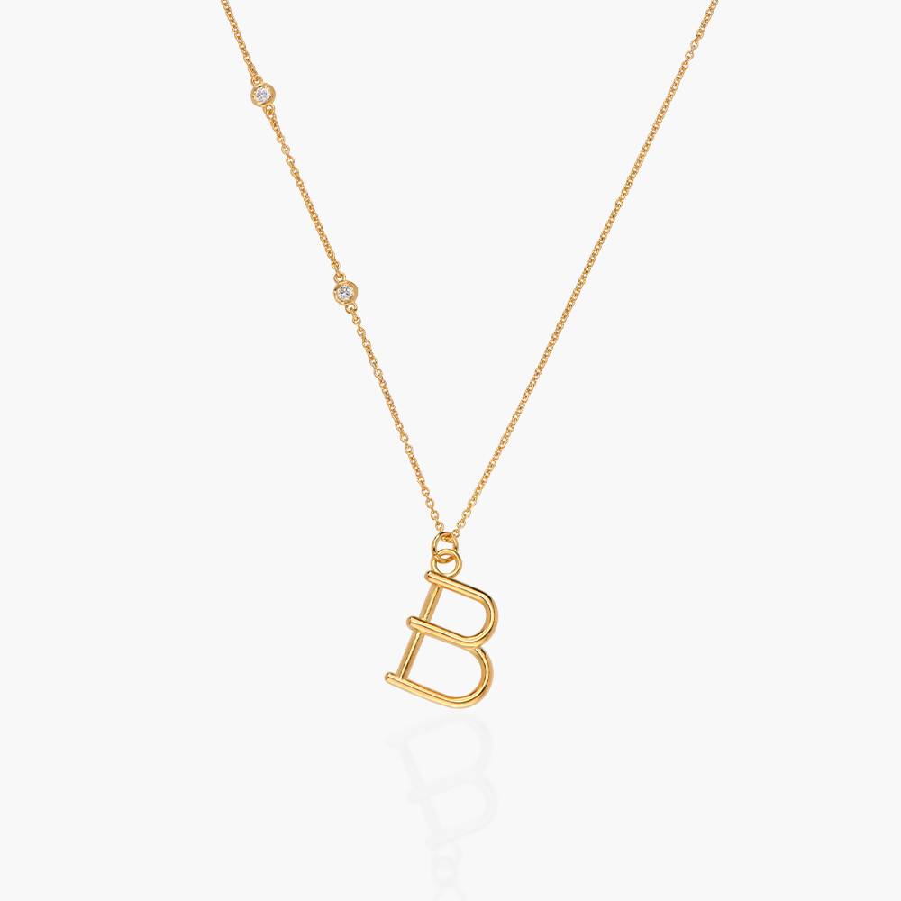 Matchstick Initial Necklace with Diamonds- Gold Vermeil-3 product photo