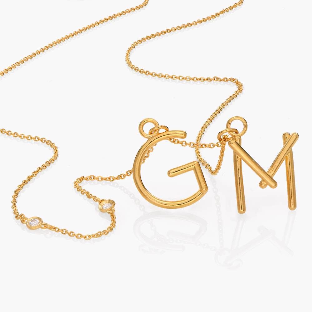 Matchstick Initial Necklace with Diamonds- Gold Vermeil-6 product photo