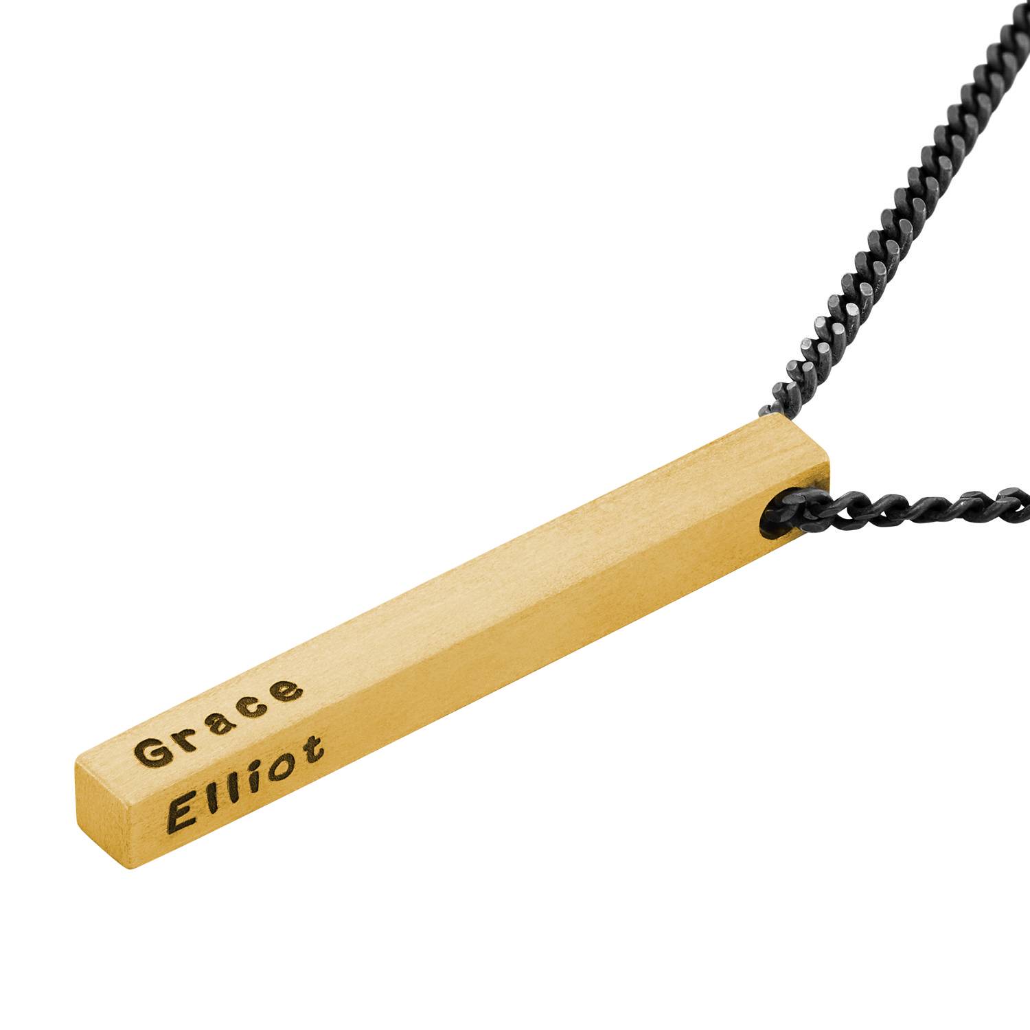 Men 3D Bar Necklace in Gold-4 product photo