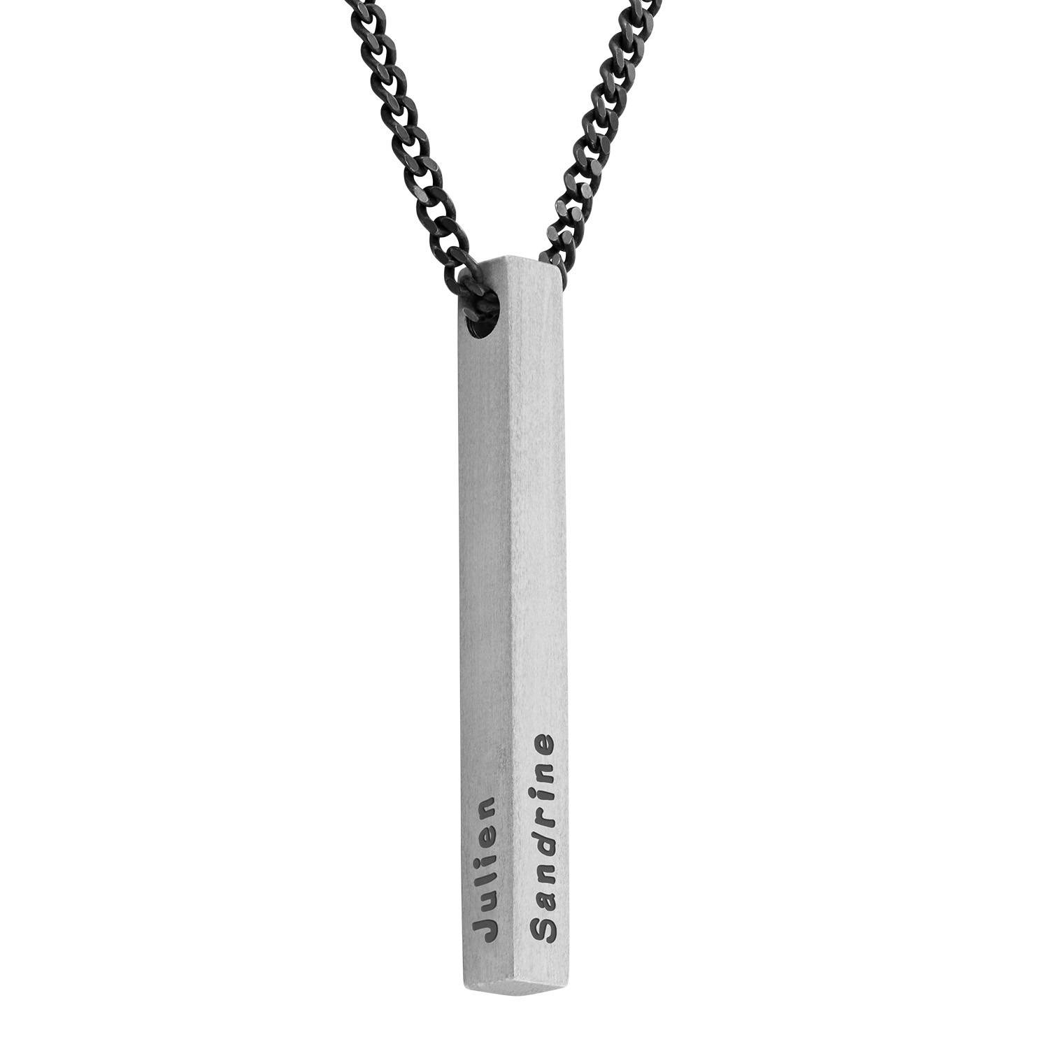 Men 3D Bar Necklace in Matte Silver-6 product photo