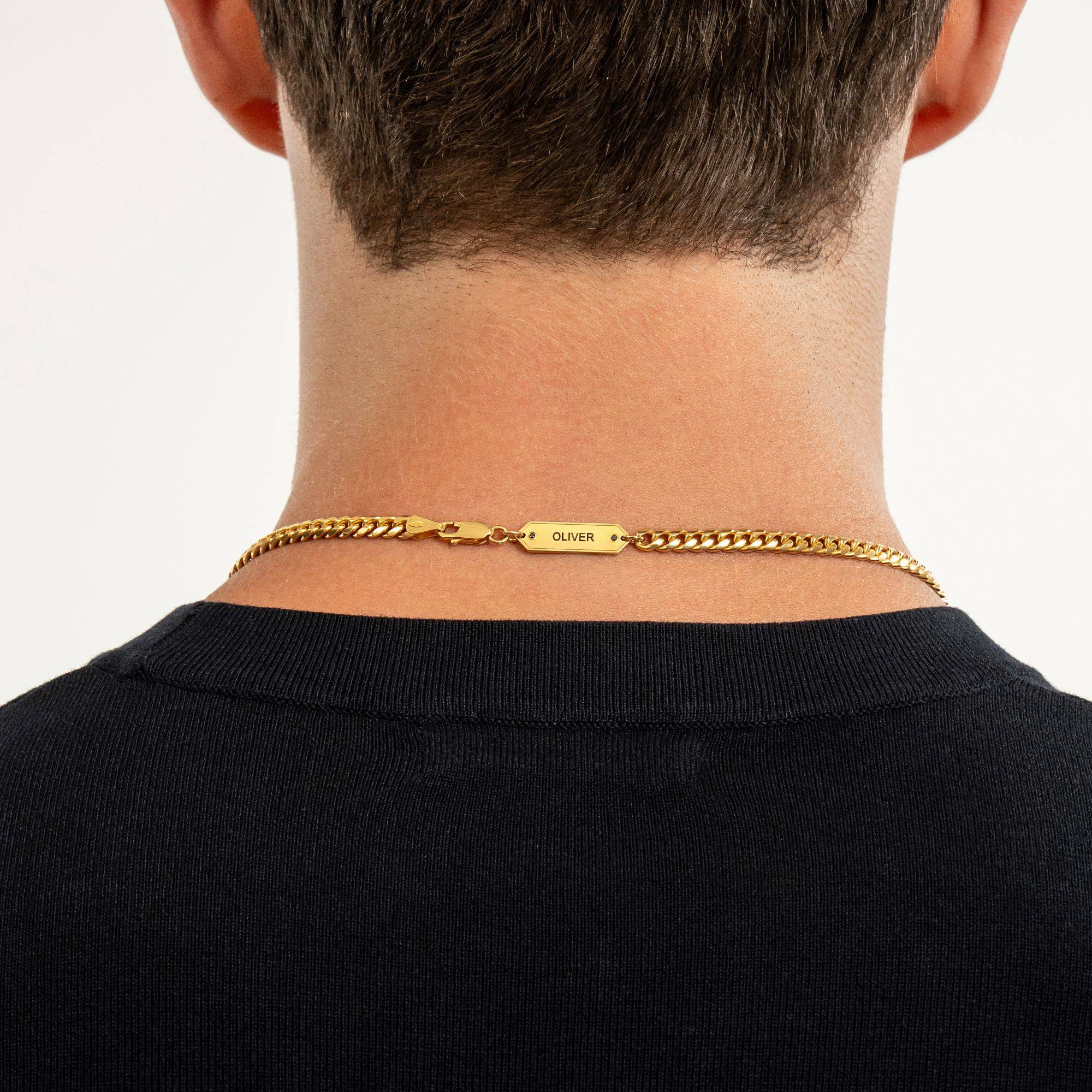 OAK & LUNA-Cuban Chain Necklace with Tags 22" (Gold) 5mm-5 product photo