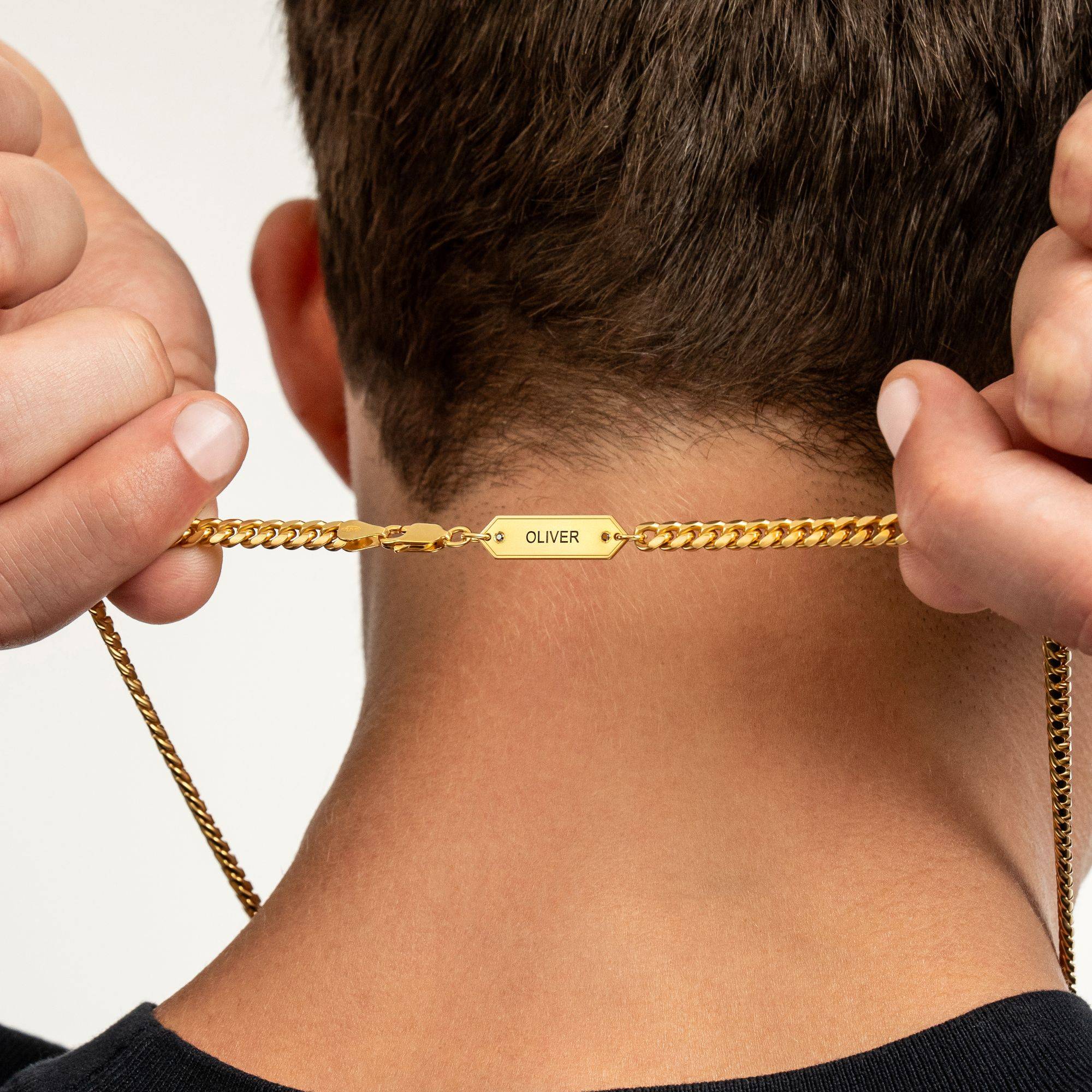 OAK & LUNA-Cuban Chain Necklace with Tags 22" (Gold) 5mm-2 product photo