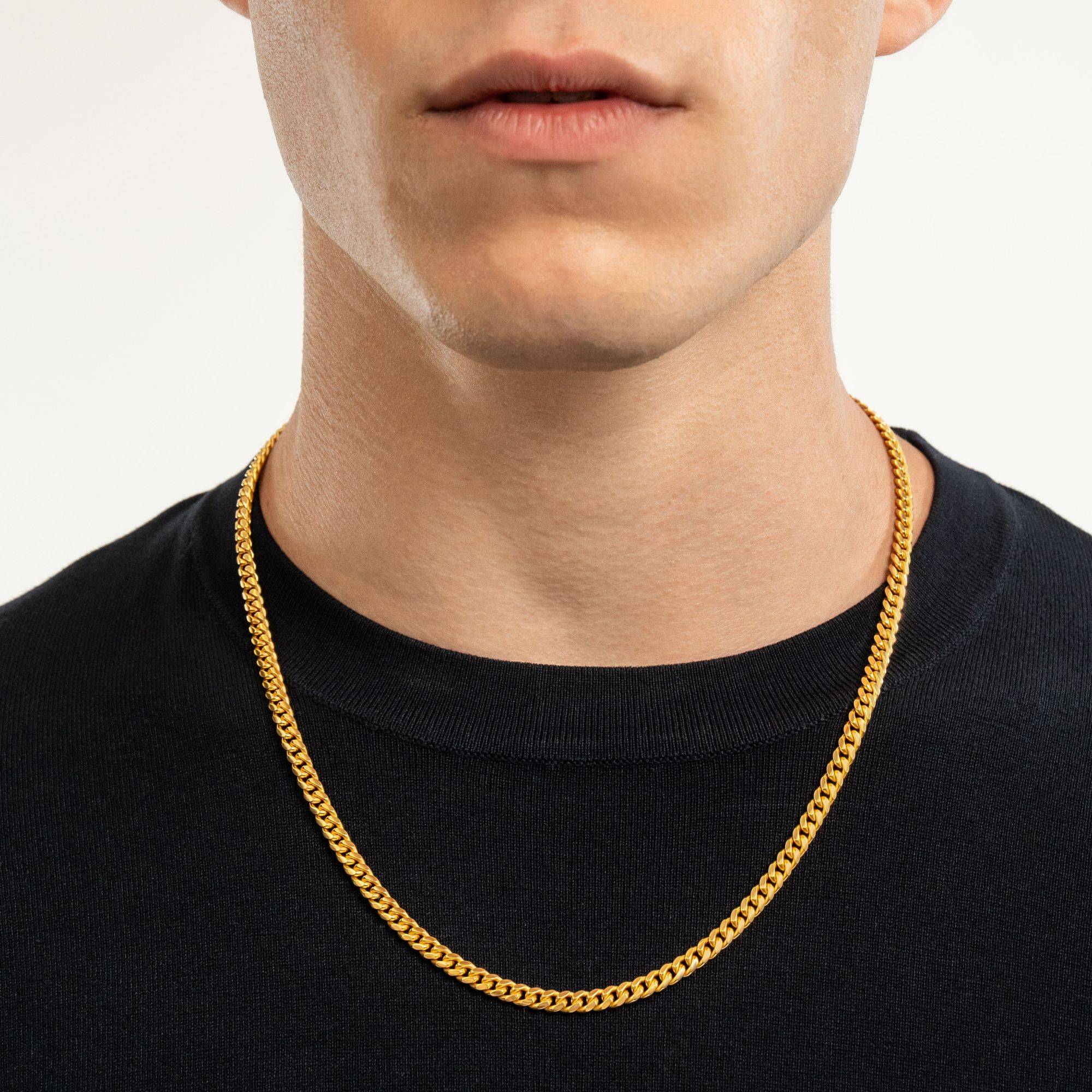 OAK & LUNA-Cuban Chain Necklace with Tags 22" (Gold) 5mm-3 product photo