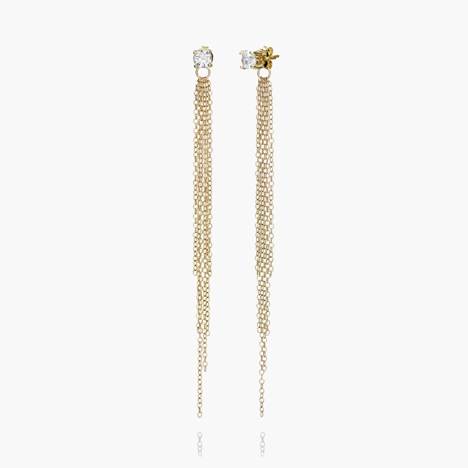 Mimosa Long Tassel Single Stud with 0.3 CT Diamond- 14k Solid Gold-3 product photo