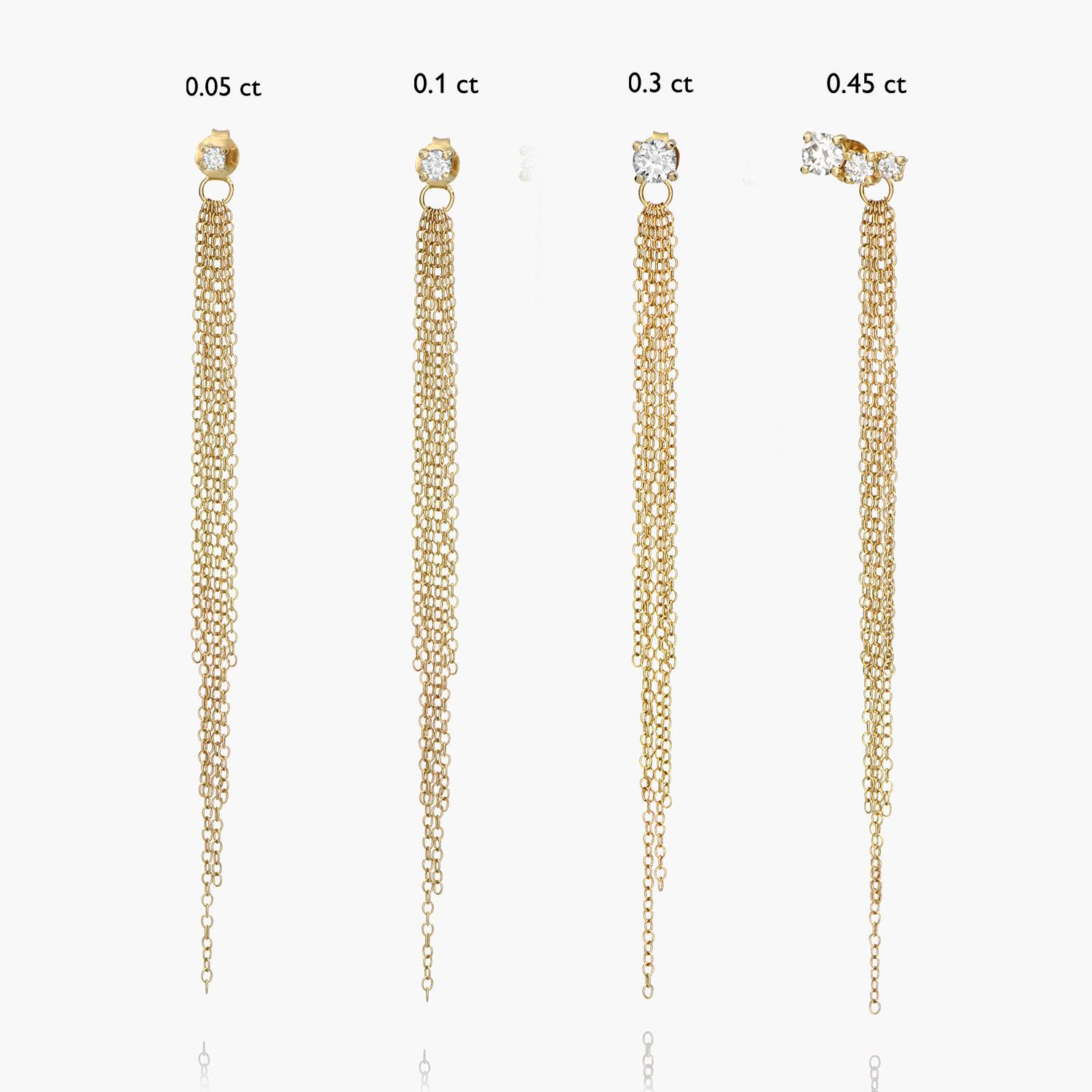 Mimosa Long Tassel Single Stud with 0.3 CT Diamond- 14k Solid Gold-5 product photo