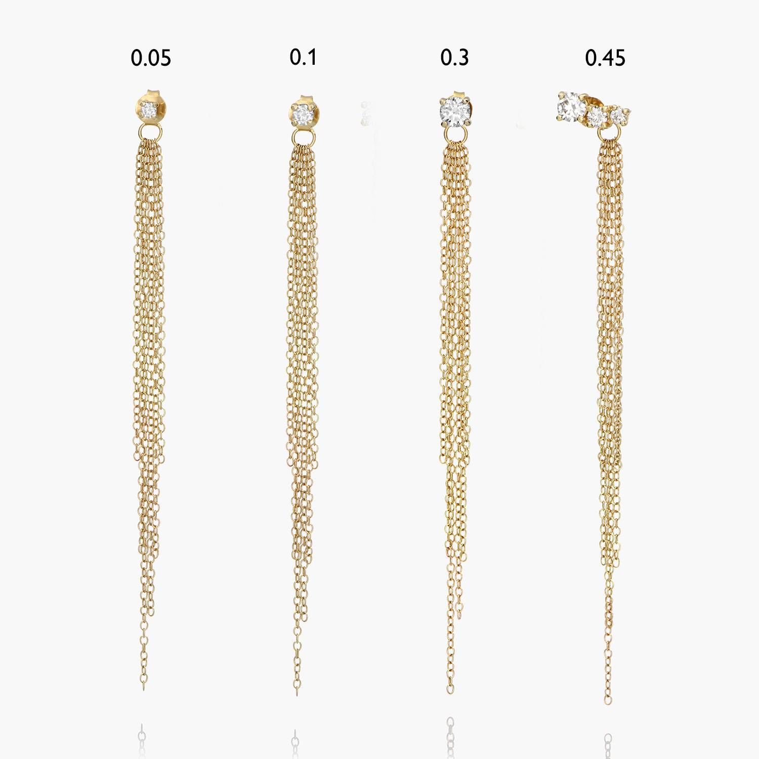 Mimosa Long Tassel Single Stud with 0.3 CT Diamond- 14k Solid Gold-1 product photo