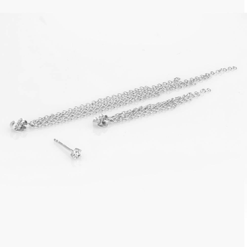 Mimosa Long Tassel Stud with 0.05 CT Diamond- Sterling Silver-1 product photo