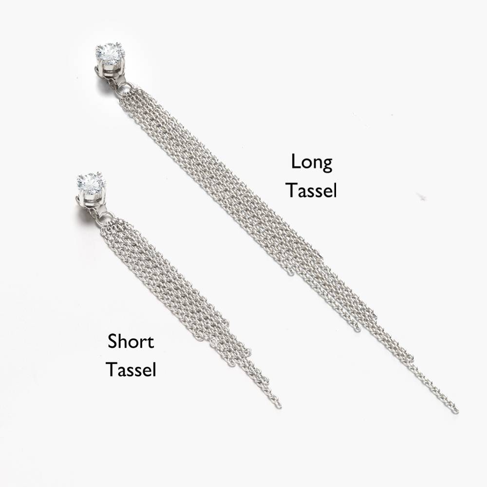 Mimosa Long Tassel Stud with 0.05 CT Diamond- Sterling Silver-2 product photo