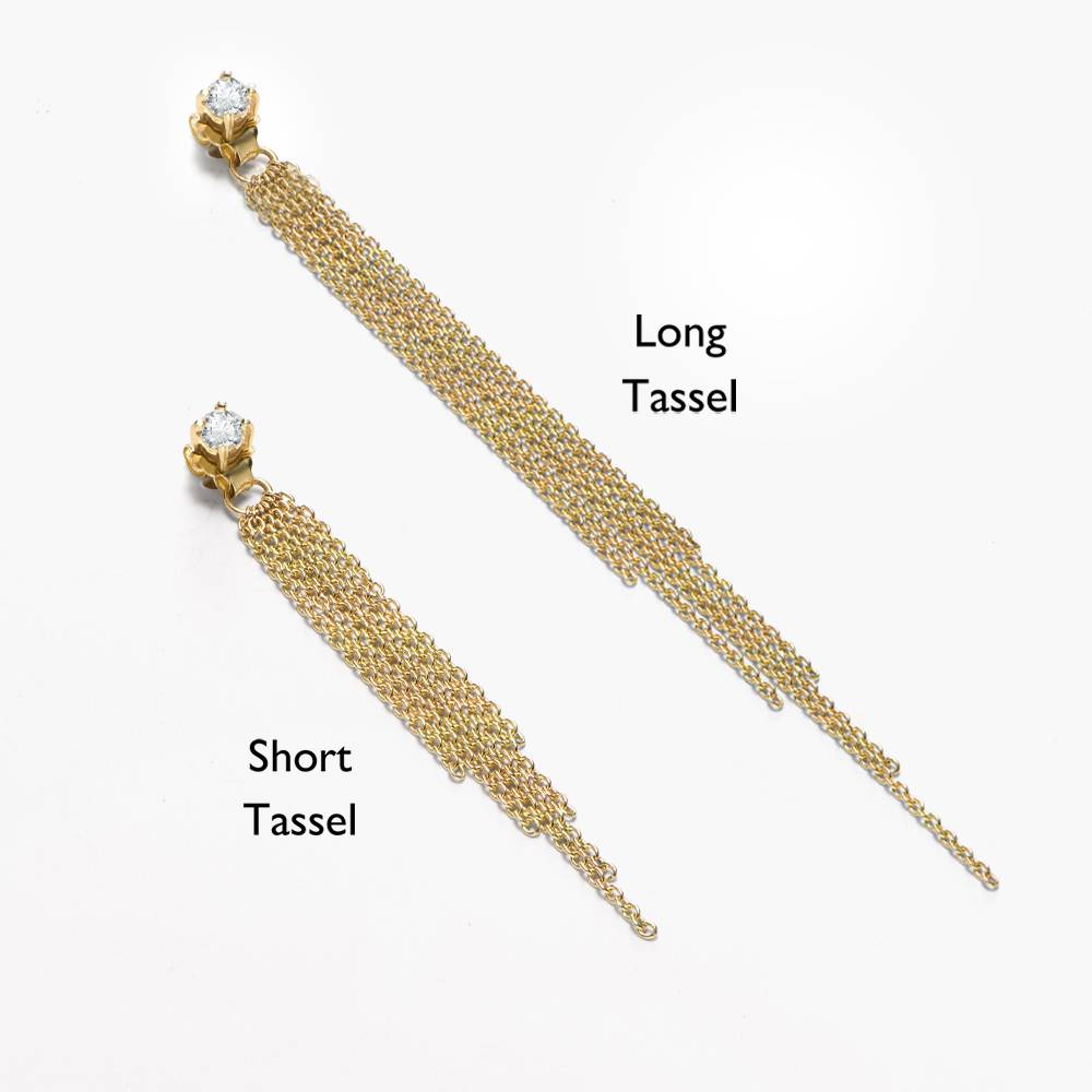 Mimosa Long Tassel Stud with 0.1 CT Diamond- Gold Vermeil-3 product photo
