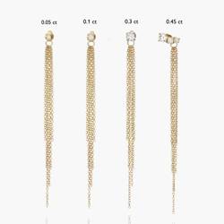 Mimosa Long Tassel Stud with 0.1 CT Diamond - Gold Vermeil - Oak 