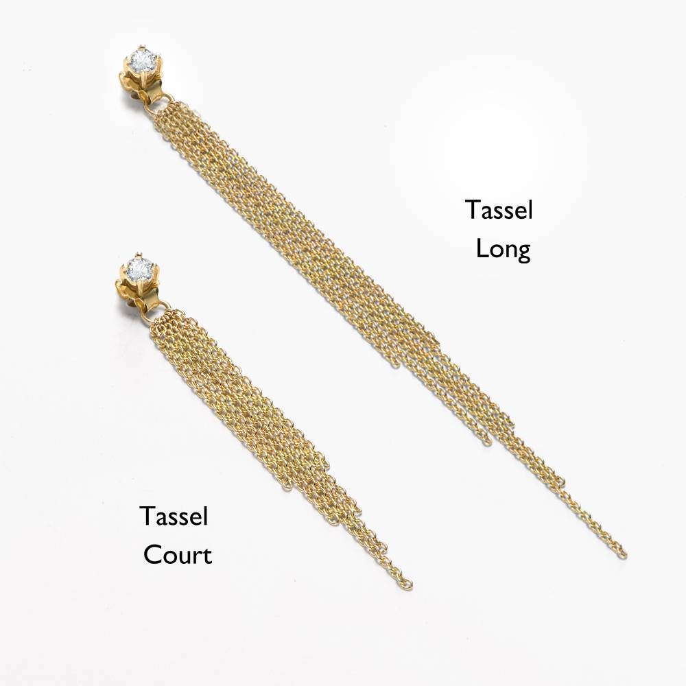 Long Tassel Mimosa avec diamant 0.1 CT - Or Vermeil-5 photo du produit