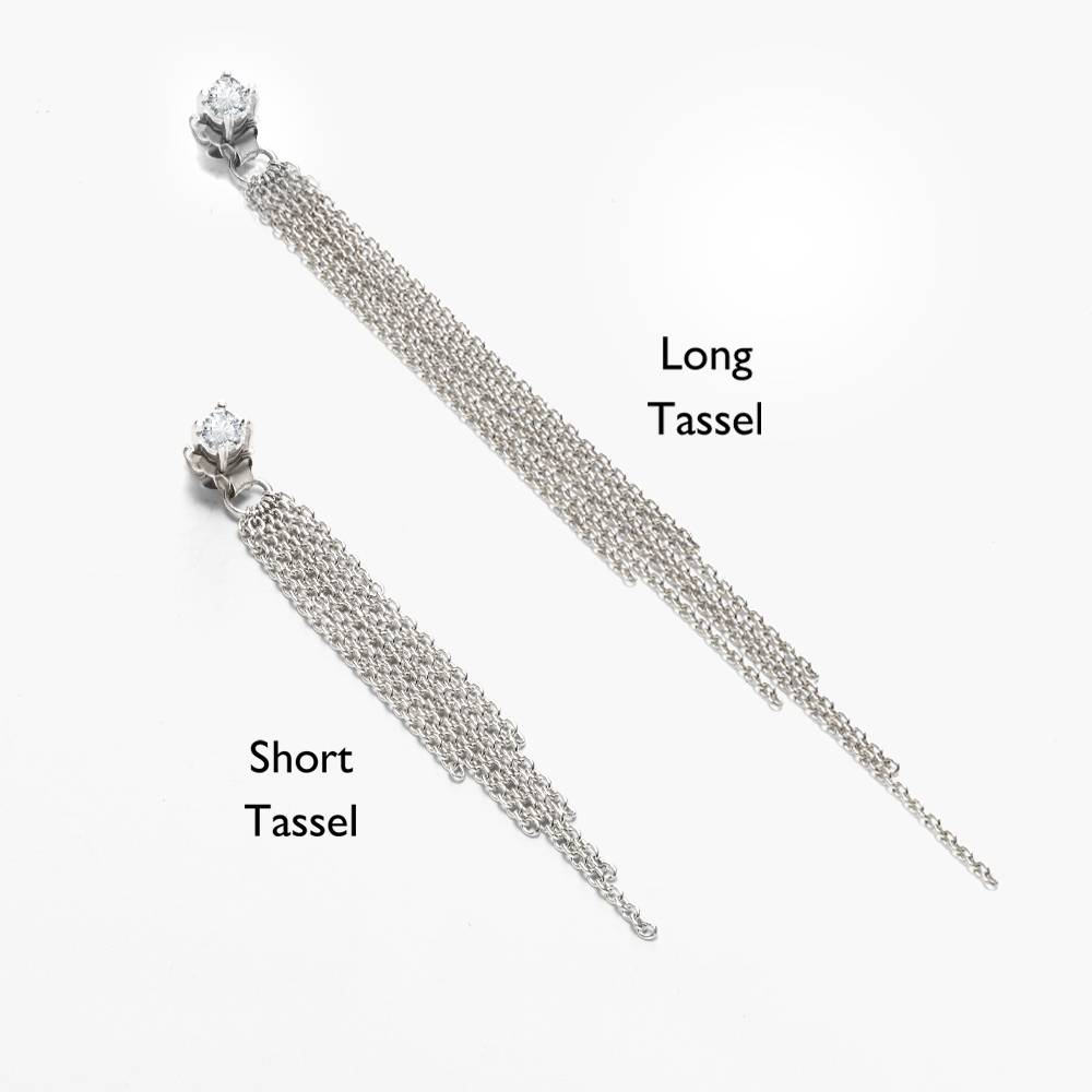 Mimosa Long Tassel Stud with 0.1 CT Diamond- Sterling Silver-4 product photo