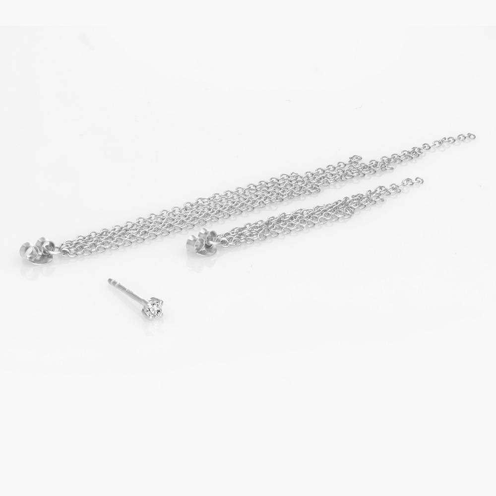 Mimosa Long Tassel Stud with 0.10 CT Diamond- Sterling Silver-5 product photo