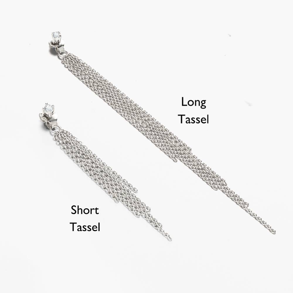 Mimosa Long Tassel Stud with 0.3 CT Diamond- Sterling Silver-2 product photo