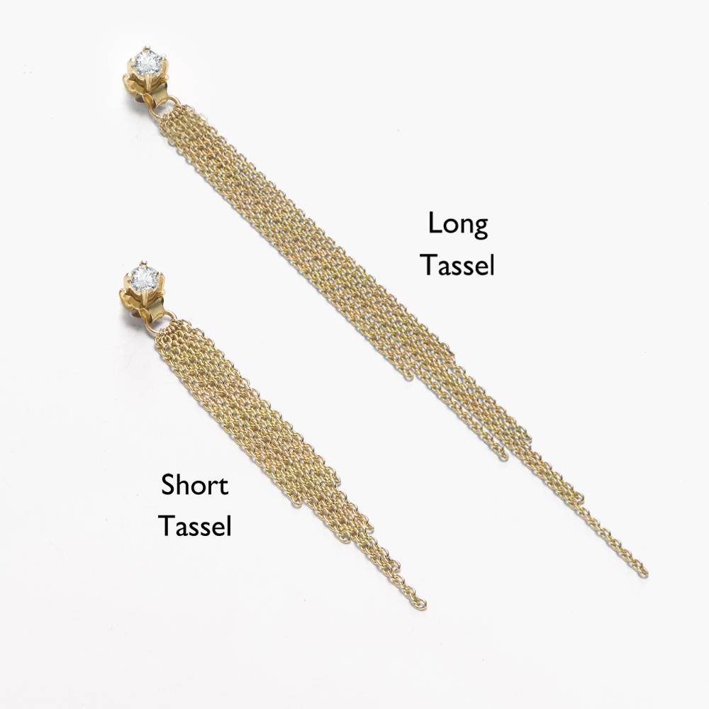 Mimosa Short Tassel Stud with 0.05 CT Diamond- 14k Solid Gold-1 product photo