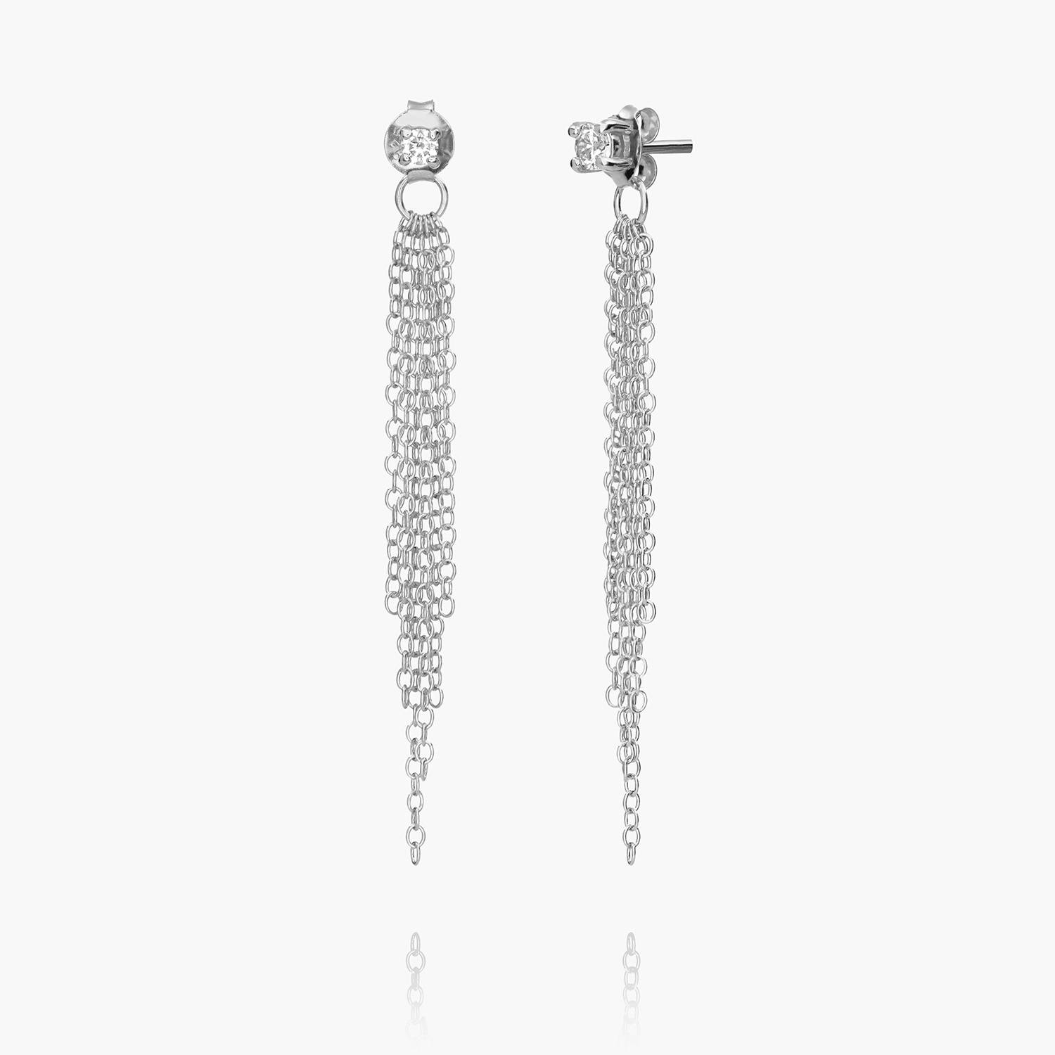Mimosa Short Tassel Stud with 0.05 CT Diamond- Sterling Silver-4 product photo