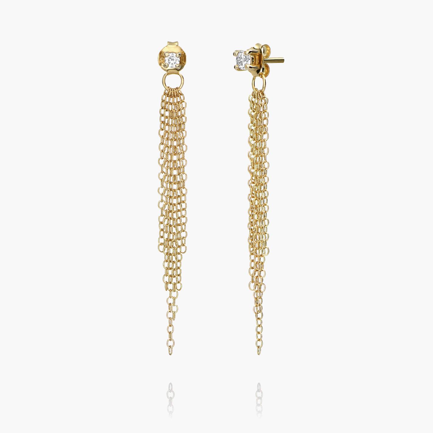 Mimosa Short Tassel Stud with 0.1 CT Diamond- 14k Solid Gold-2 product photo