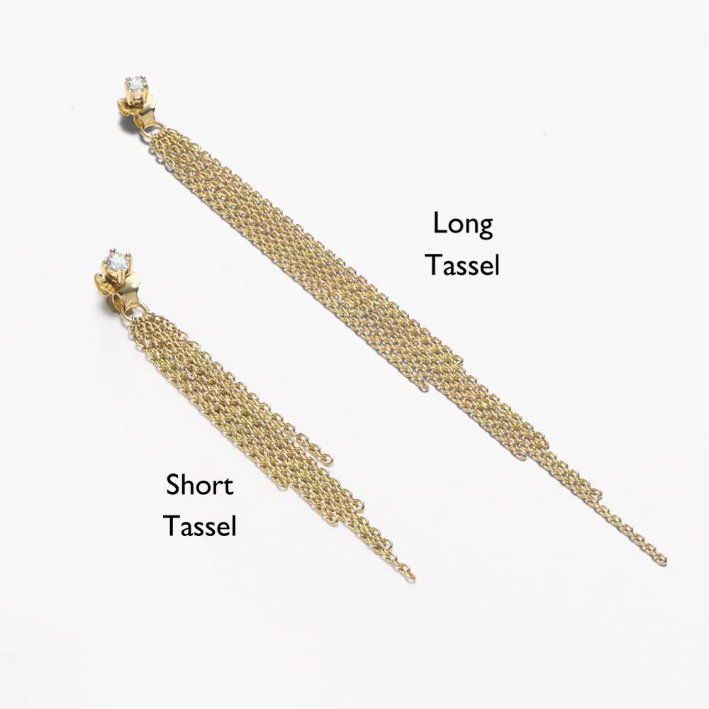 Mimosa Short Tassel Stud with 0.1 CT Diamond- 14k Solid Gold-3 product photo