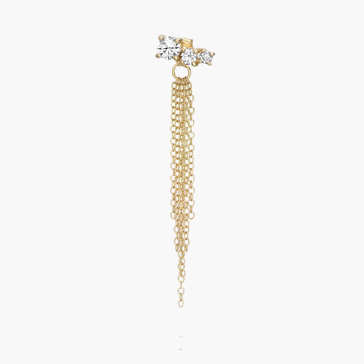 Clou d'oreille à pampille de mimosa avec trio de diamants de 0,45 CT - Or massif 14 carats-1 photo du produit
