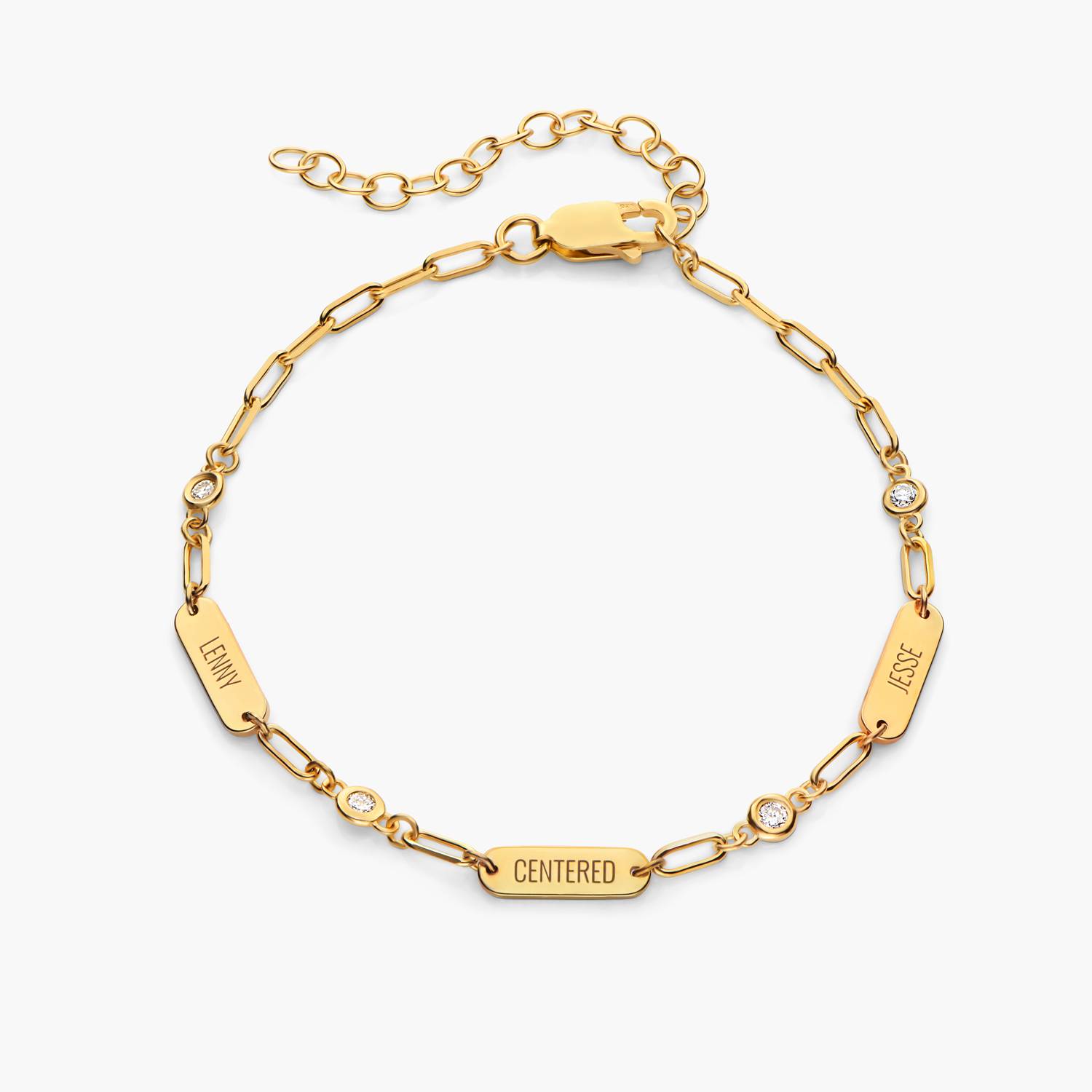 Mini Ivy Name Bracelet with Diamonds - Gold-1 product photo