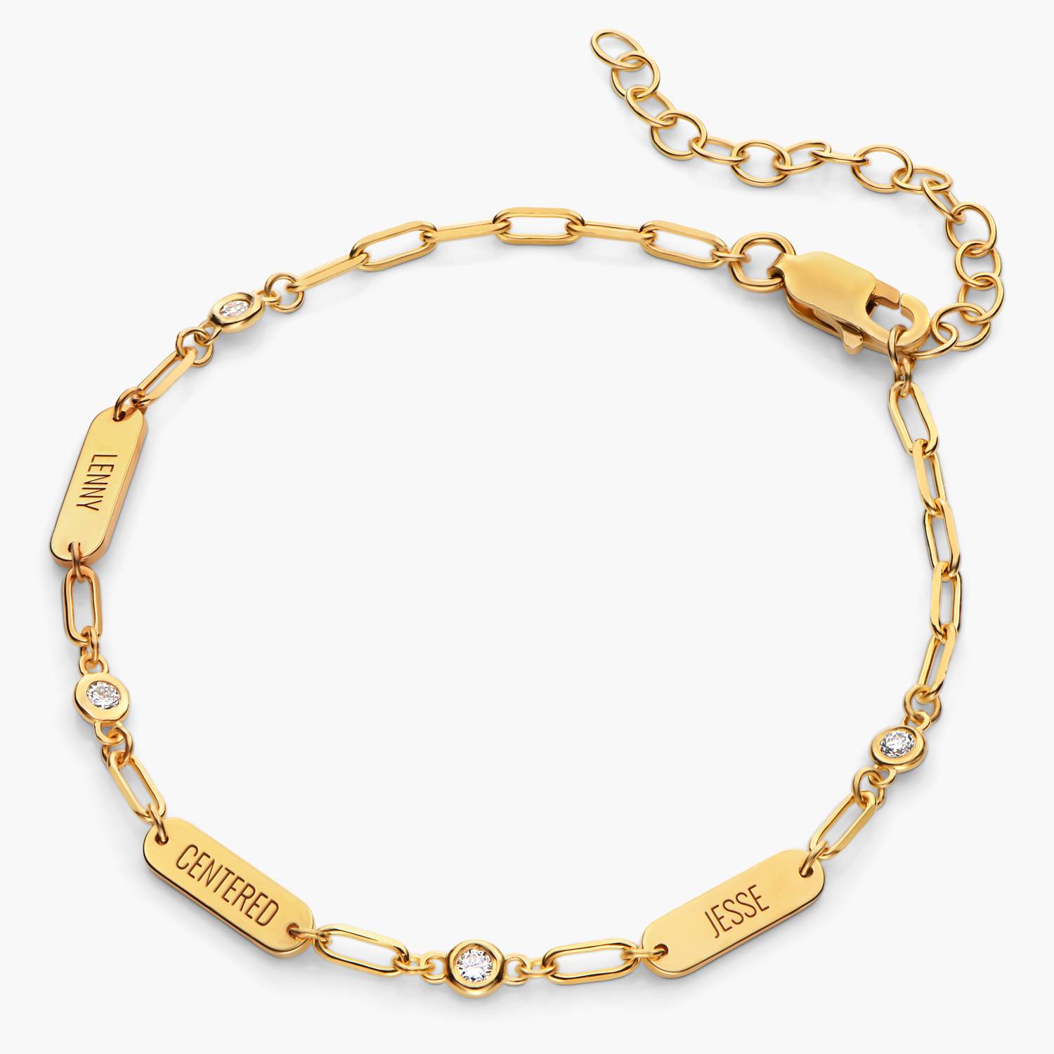 Mini Ivy Name Bracelet with Diamonds - Gold-3 product photo