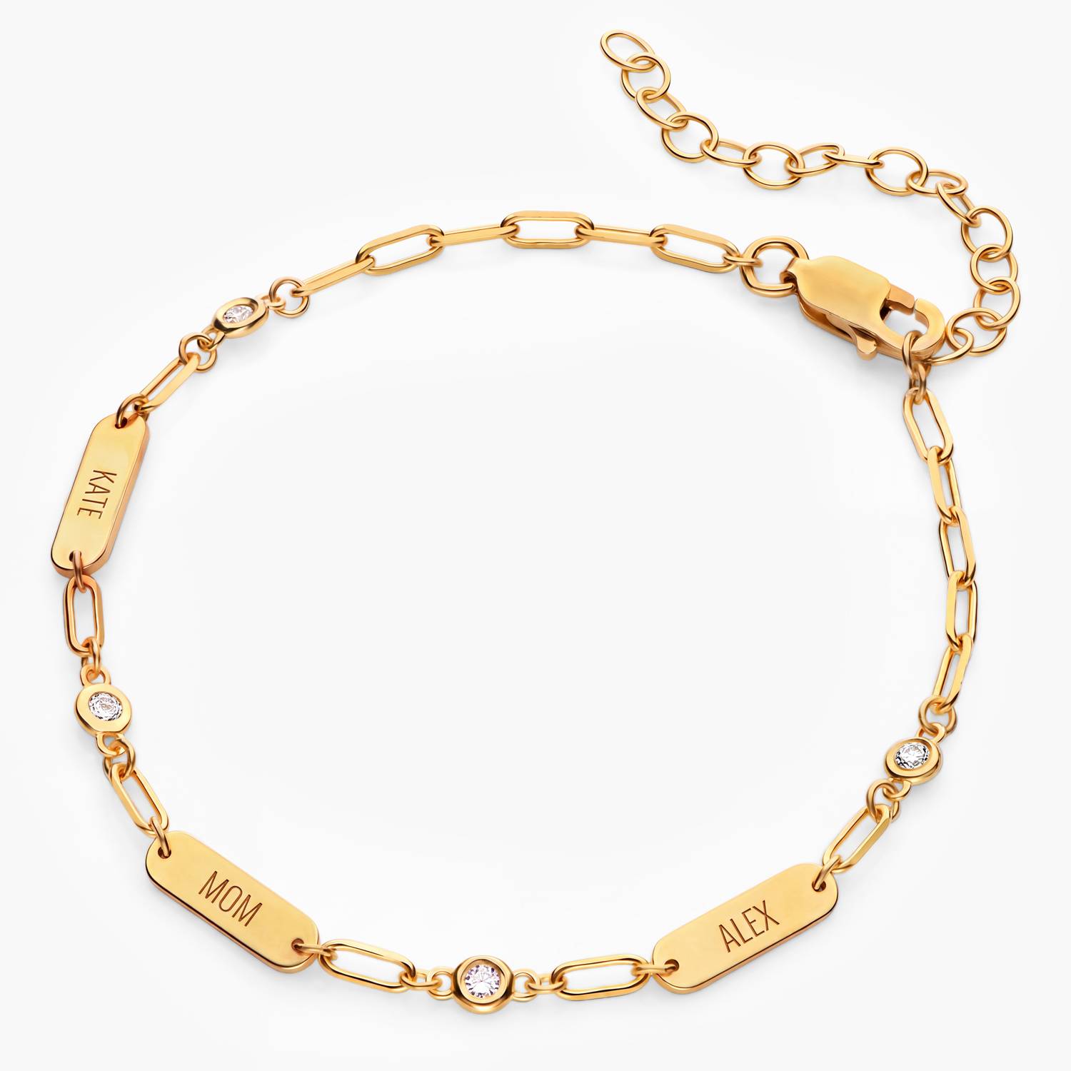 Mini Ivy Name Bracelet with Diamonds - Gold Vermeil-4 product photo