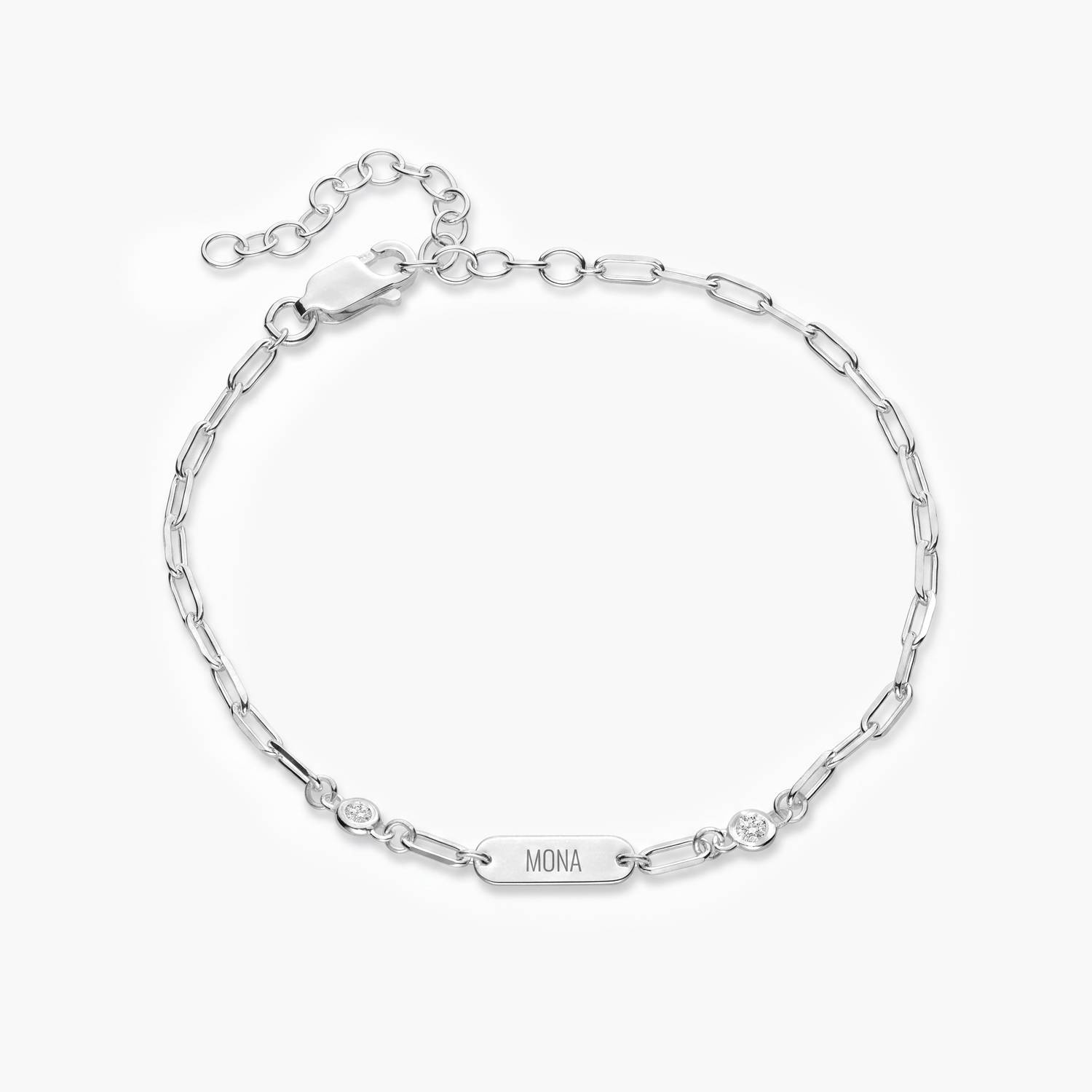 Mini Ivy Name Bracelet with Diamonds - Silver-1 product photo
