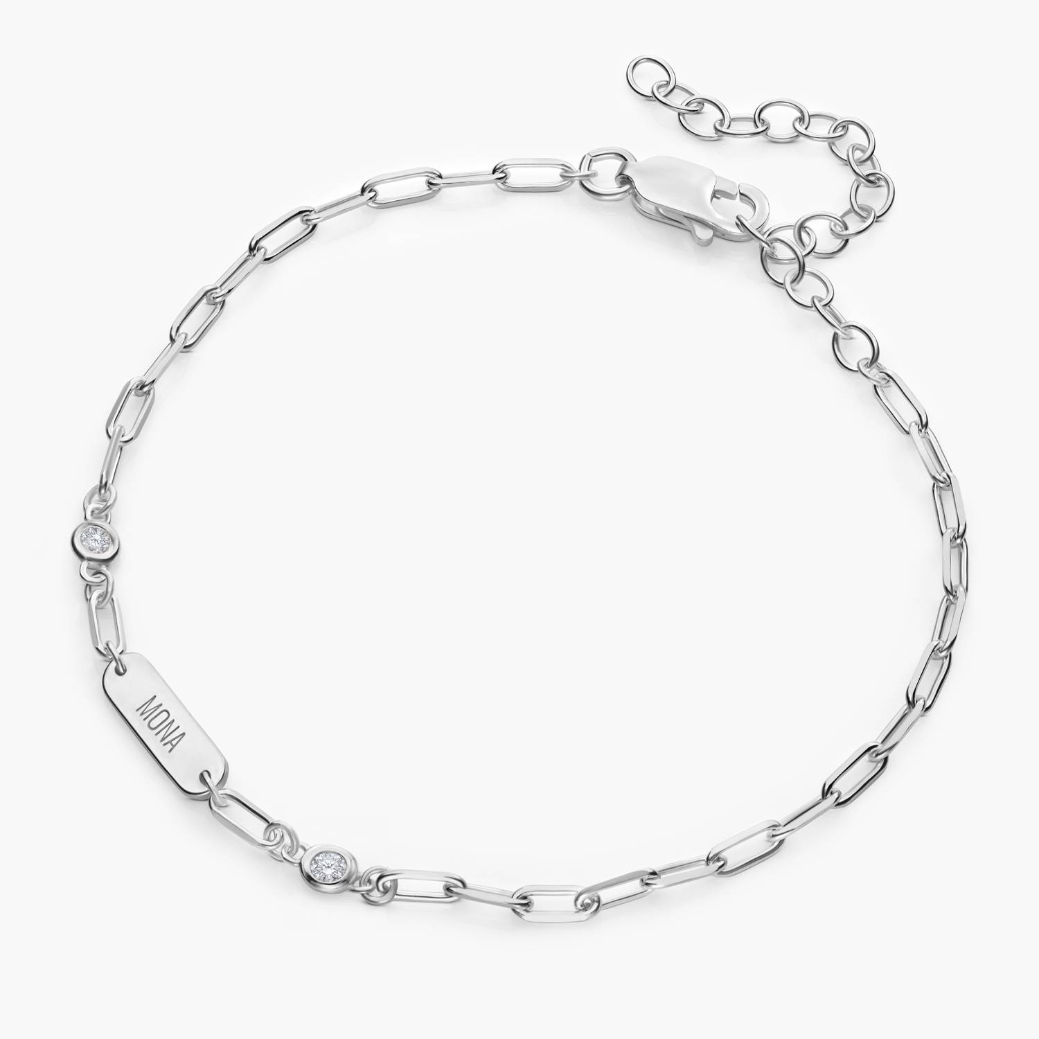 Mini Ivy Name Bracelet with Diamonds - Silver-4 product photo