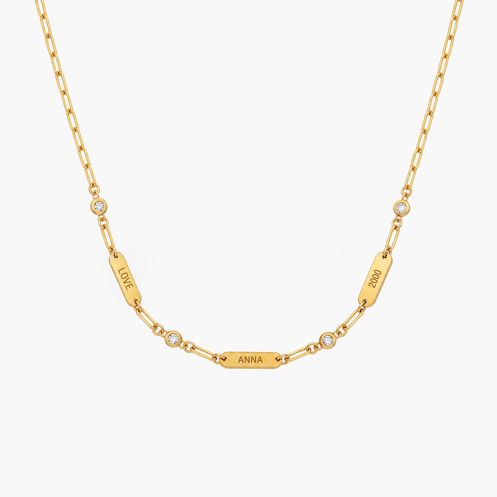 Mini Ivy Name Necklace with Diamonds - Gold Vermeil-1 product photo