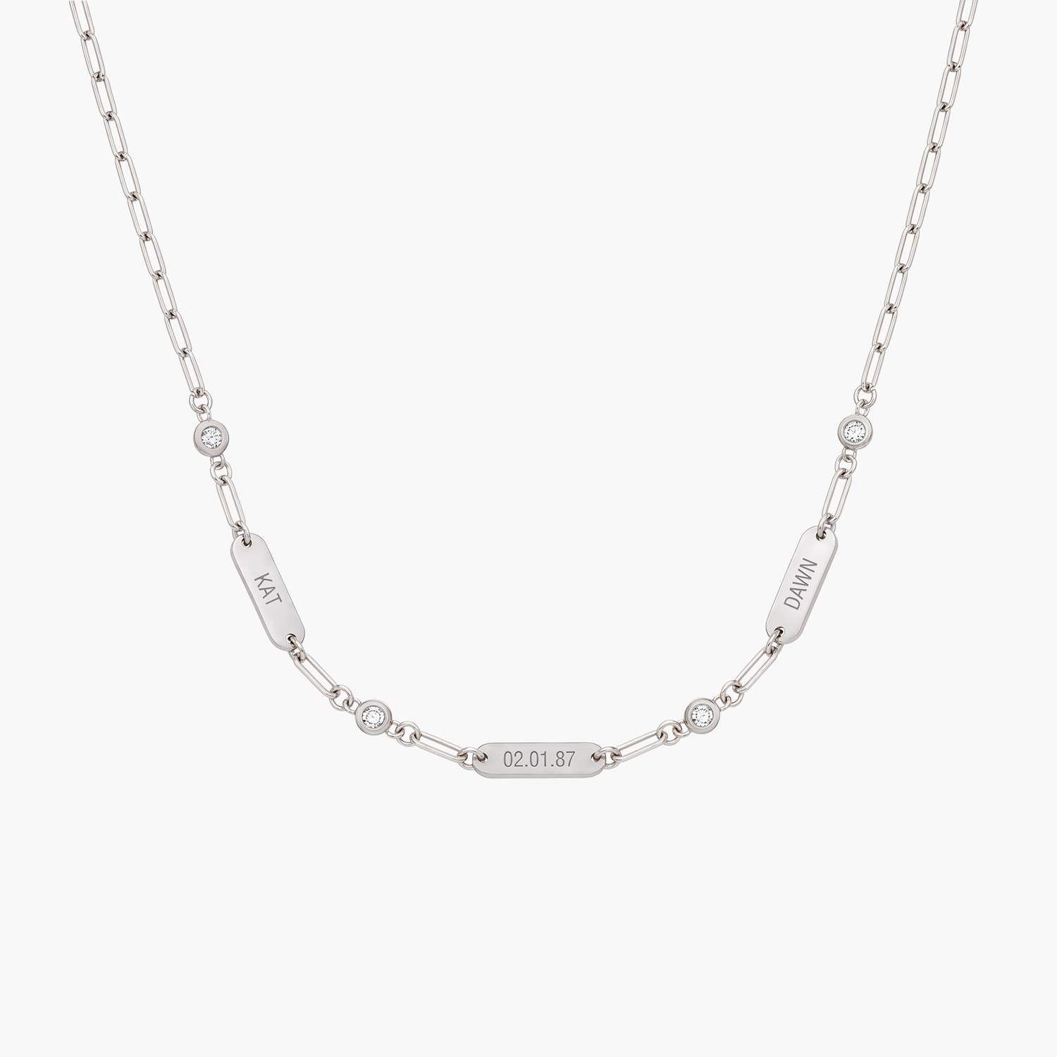 Mini Ivy Name Necklace with Diamonds - Silver-1 product photo