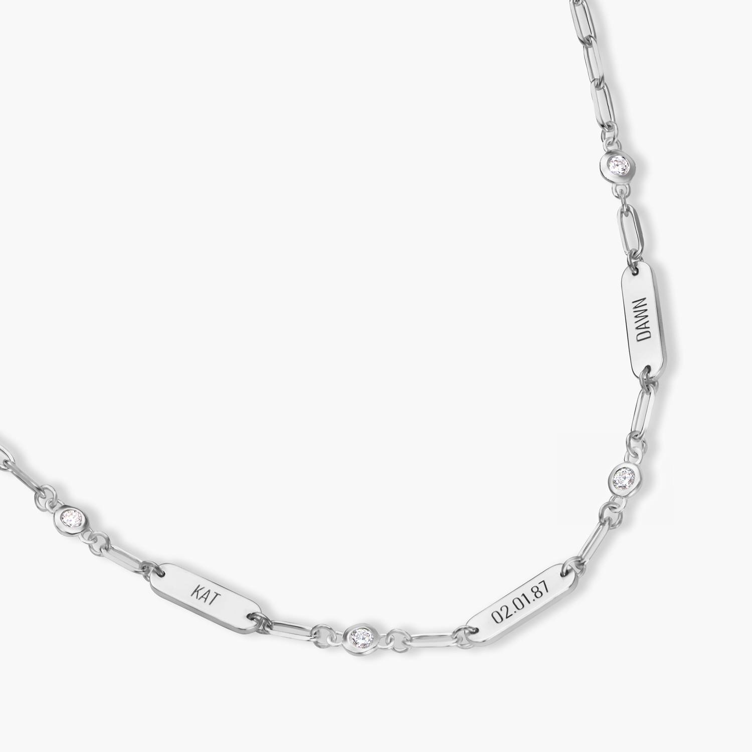 Mini Ivy Name Necklace with Diamonds - Silver-3 product photo