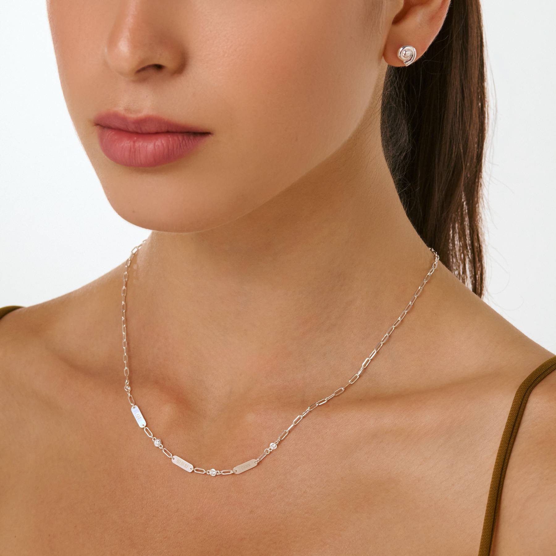 Mini Ivy Name Necklace with Diamonds - Silver-2 product photo