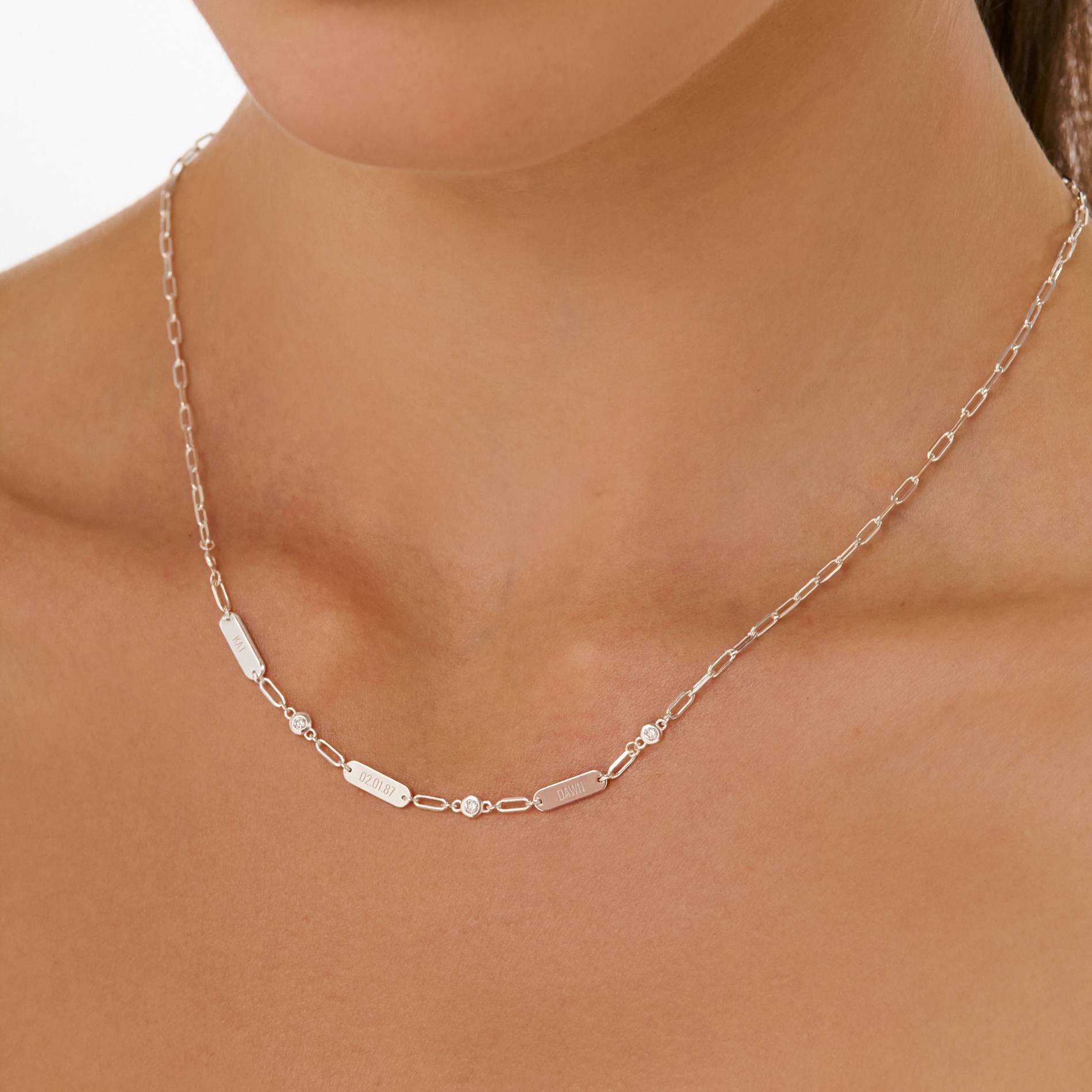 Mini Ivy Name Necklace with Diamonds - Silver-4 product photo