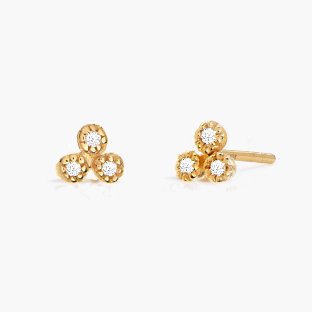 Mini Lotus Studs with Diamonds- 14K Solid Gold-1 product photo