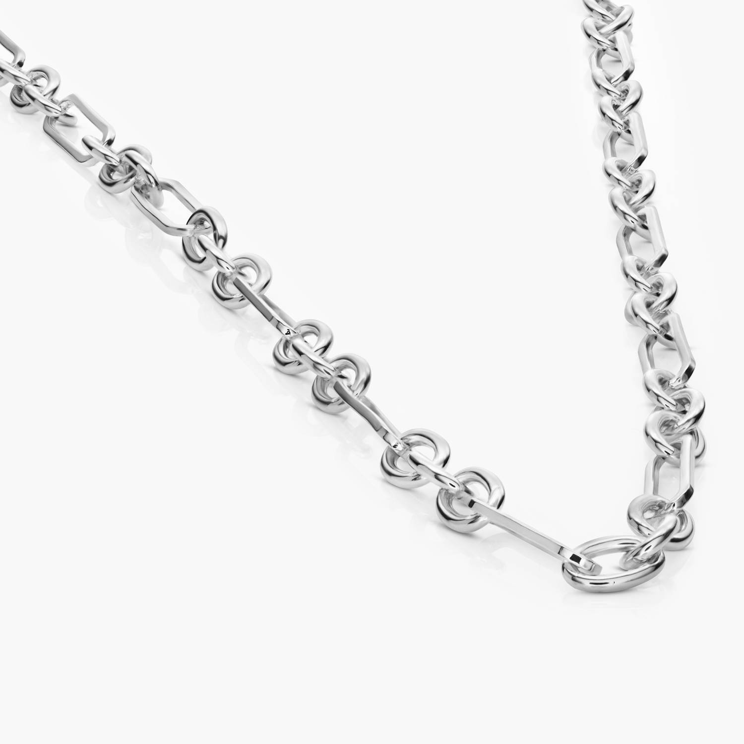 Mixed Paperclip Necklace - Silver-2 product photo