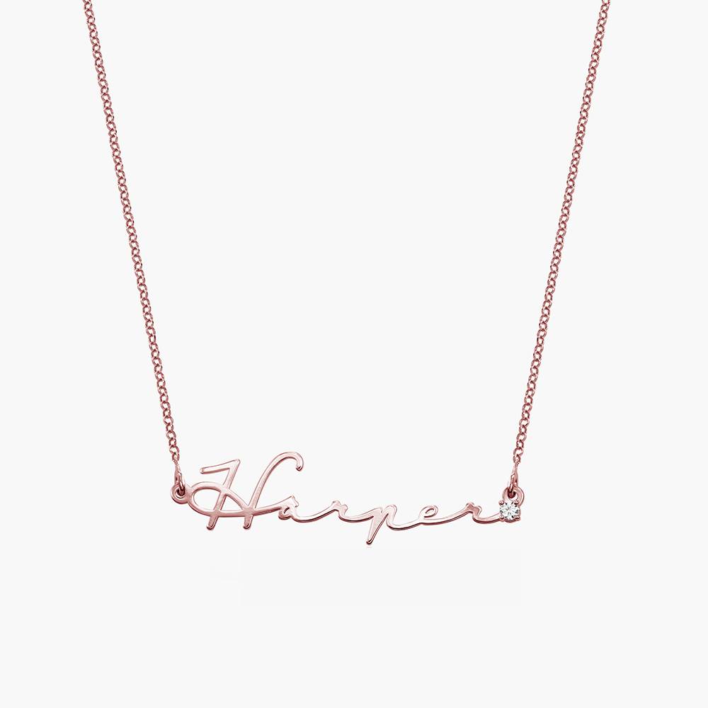 Mon Petit Name Necklace - Rose Gold Vermeil with Diamonds product photo