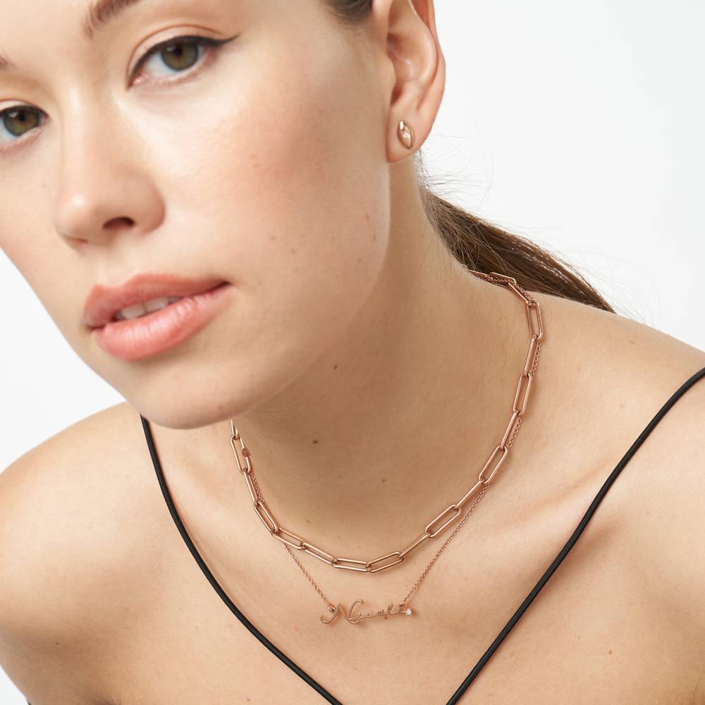 Mon Petit Name Necklace - Rose Gold Vermeil with Diamonds-1 product photo