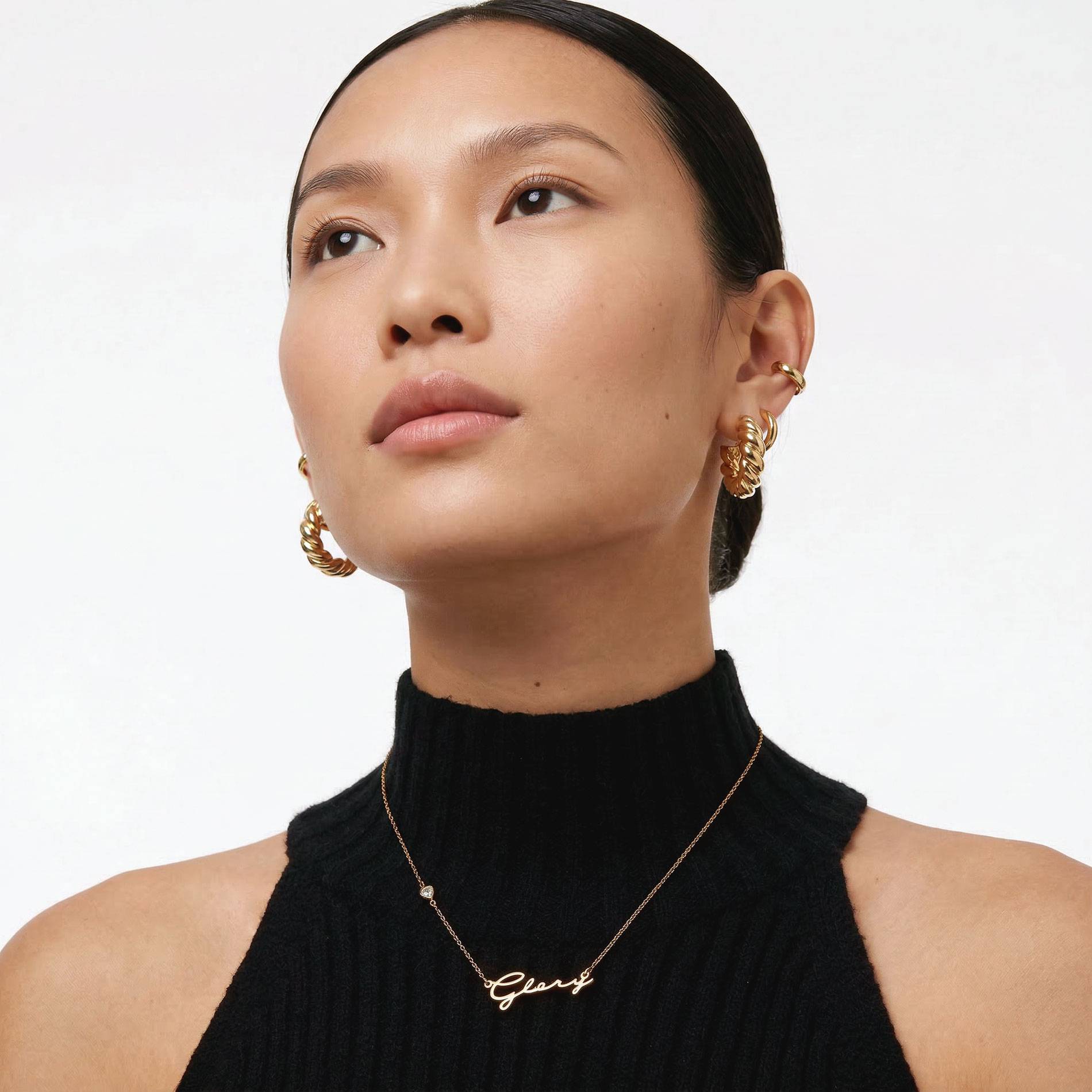 Mon Petit Name Necklace With 0.2 Ct Heart Diamond Shape -10k Solid Gold-2 product photo