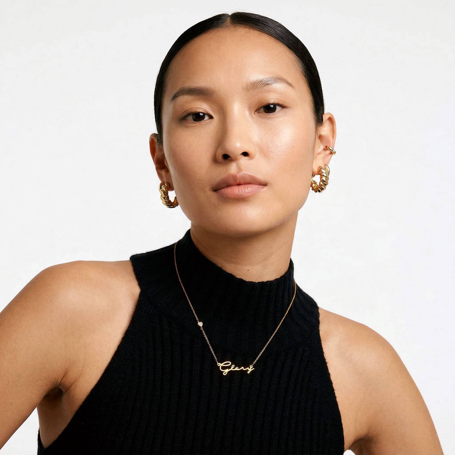 Mon Petit Name Necklace With 0.2 Ct Heart Diamond Shape -10k Solid Gold-3 product photo