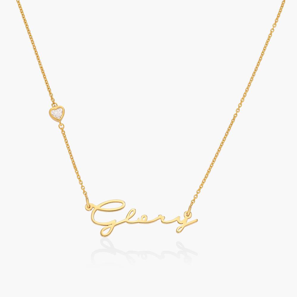 Mon Petit Name Necklace With 0.2 Ct Heart Diamond Shape -Gold Vermeil product photo