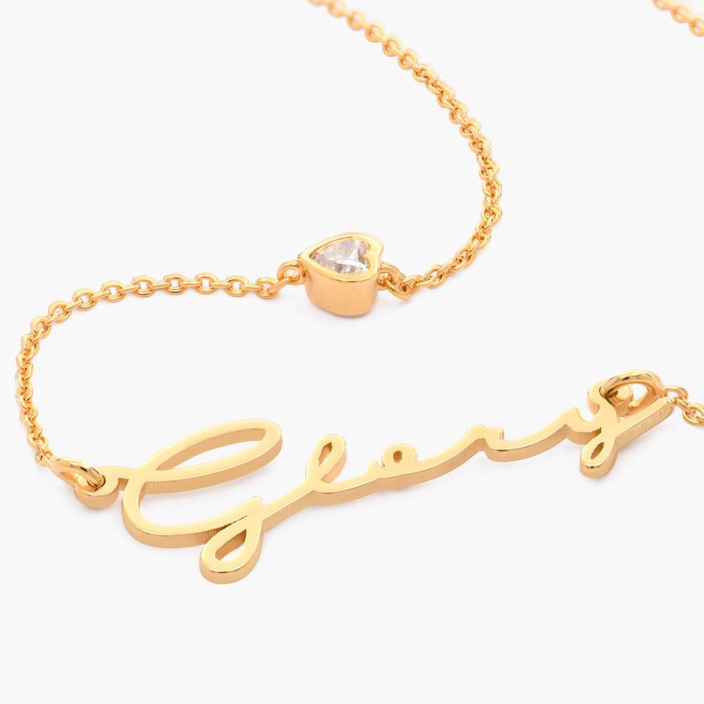 Mon Petit Name Necklace With 0.2 Ct Heart Diamond Shape -Gold Vermeil-3 product photo