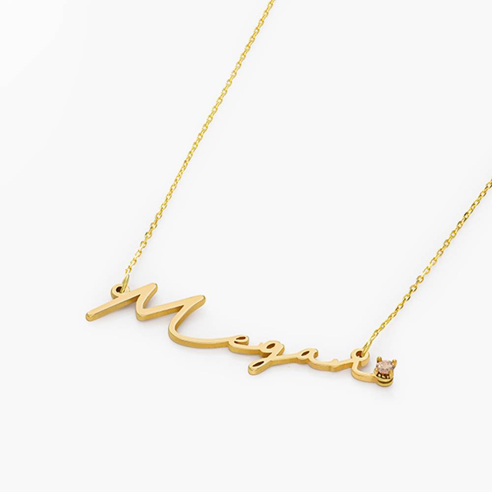 Mon Petit Name Necklace with Diamond - 10k Solid Gold-1 product photo