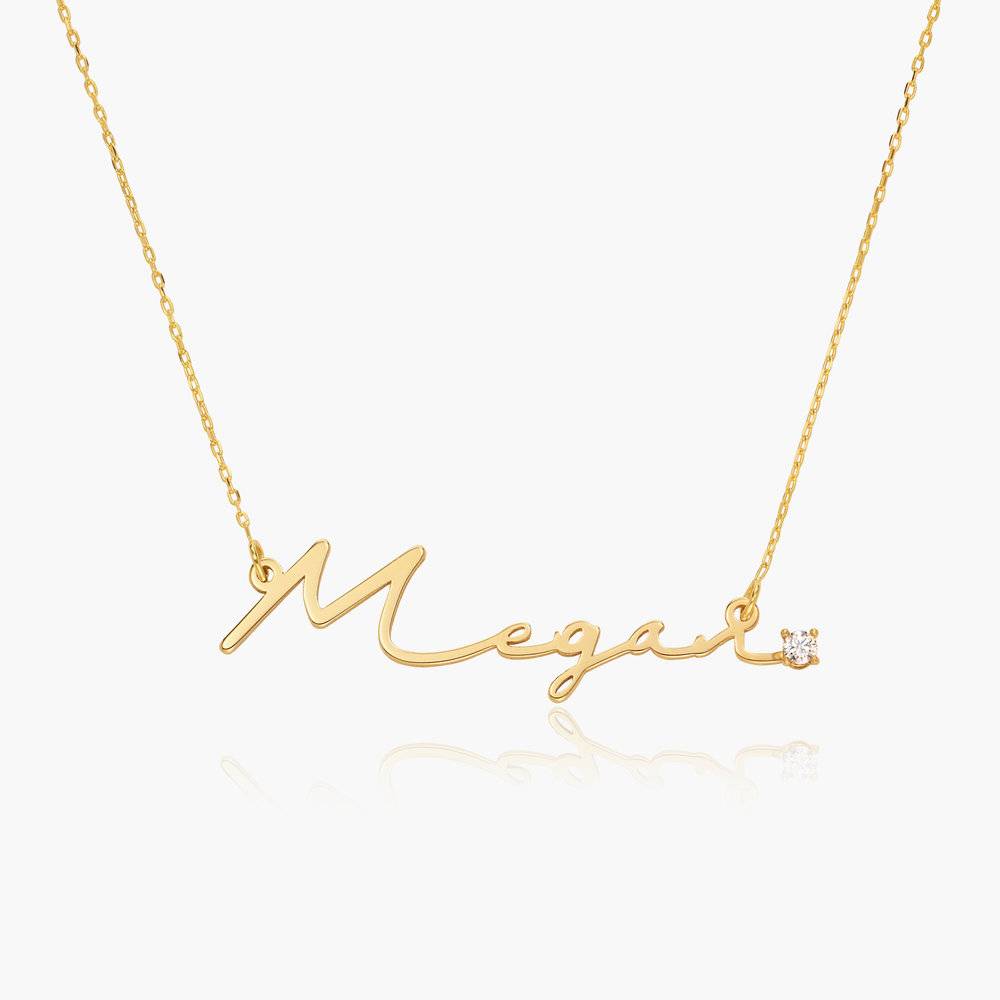 Mon Petit Name Necklace With Diamond - 14K Yellow Gold product photo