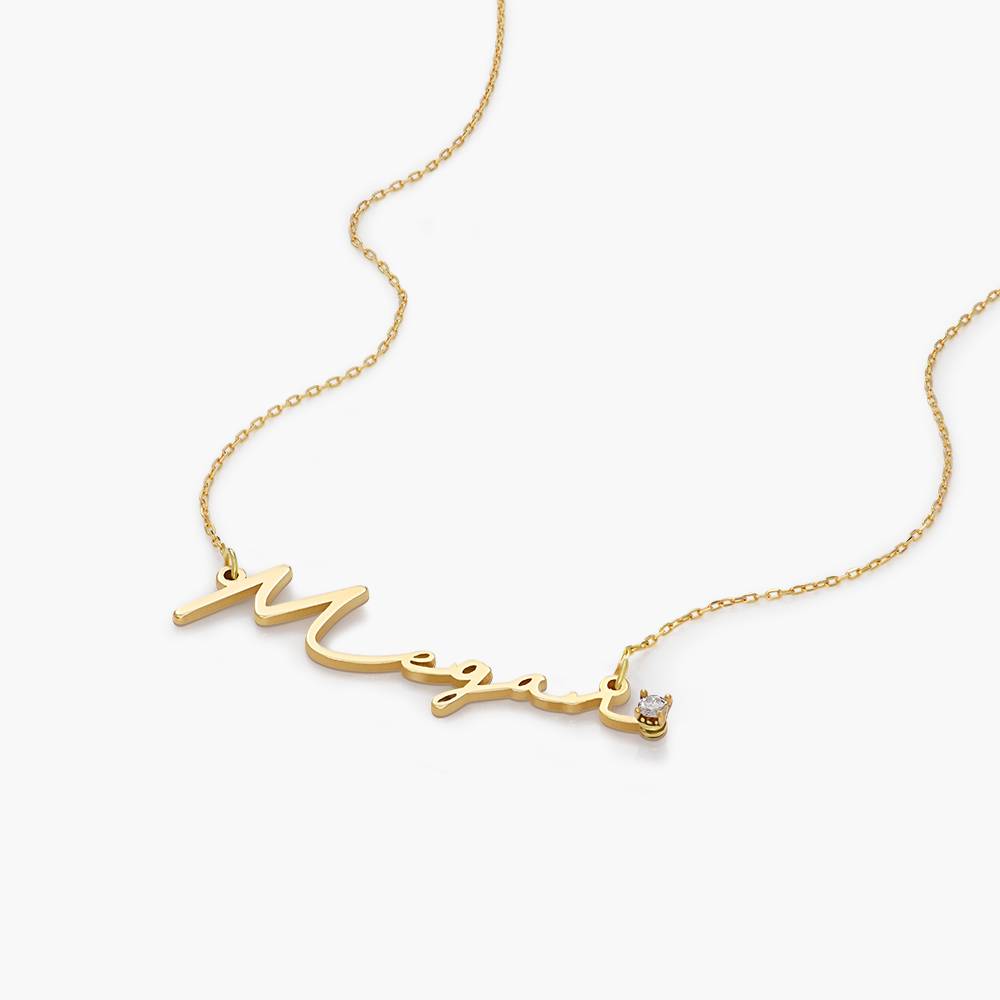 Mon Petit Name Necklace With Diamond - 14K Yellow Gold-1 product photo
