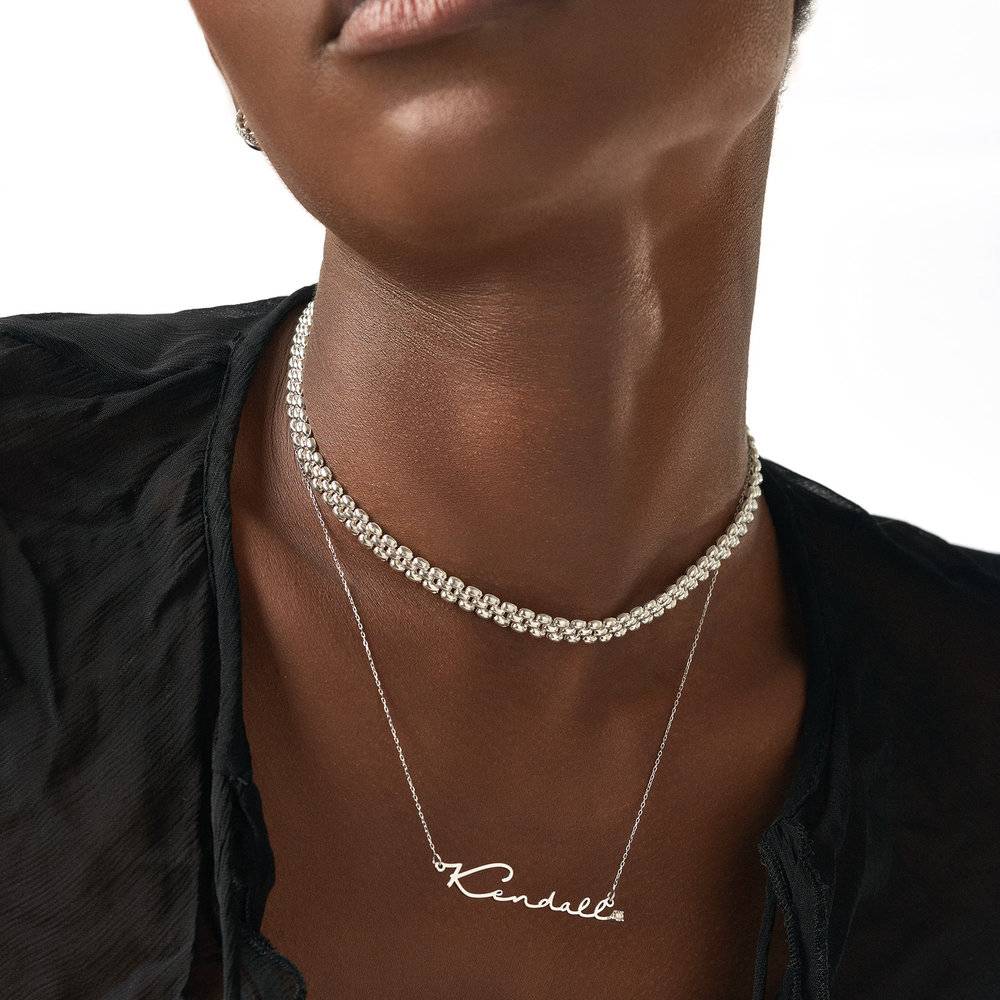 Mon Petit Name Necklace With Diamond - 14K White Gold-2 product photo
