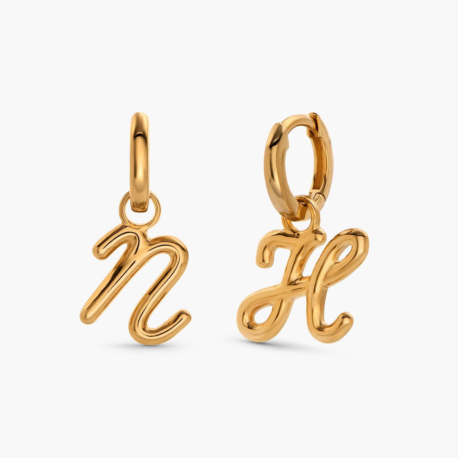 My Mini Signature Initial huggies - Gold Vermeil-5 product photo