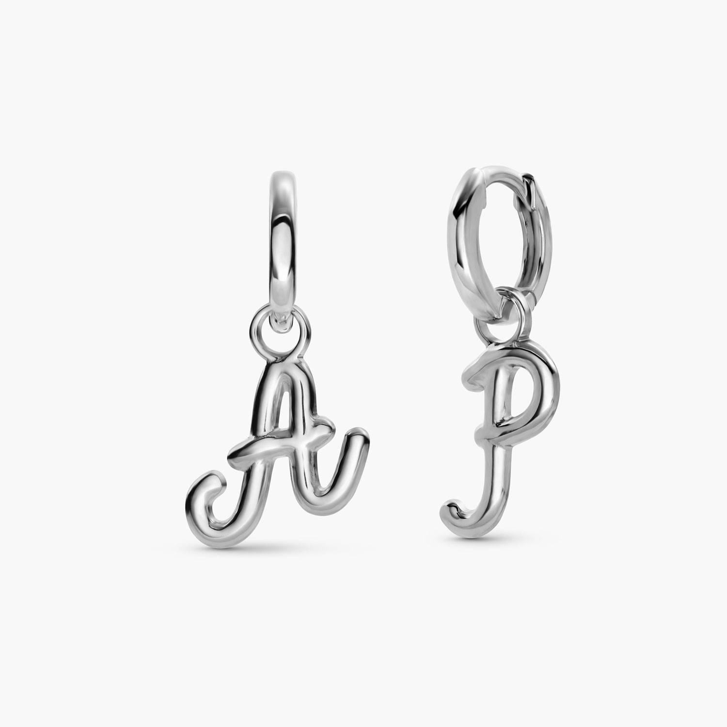 My Mini Signature Initial huggies- silver product photo